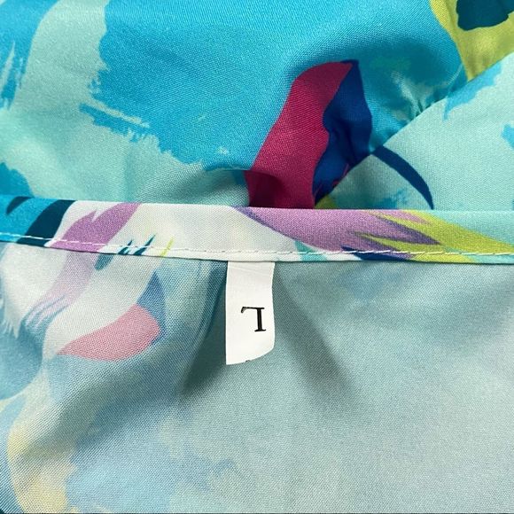 Large Summer Tiered Printed Aqua Blue Maxi Dress Light Weight - Picture 5 of 5